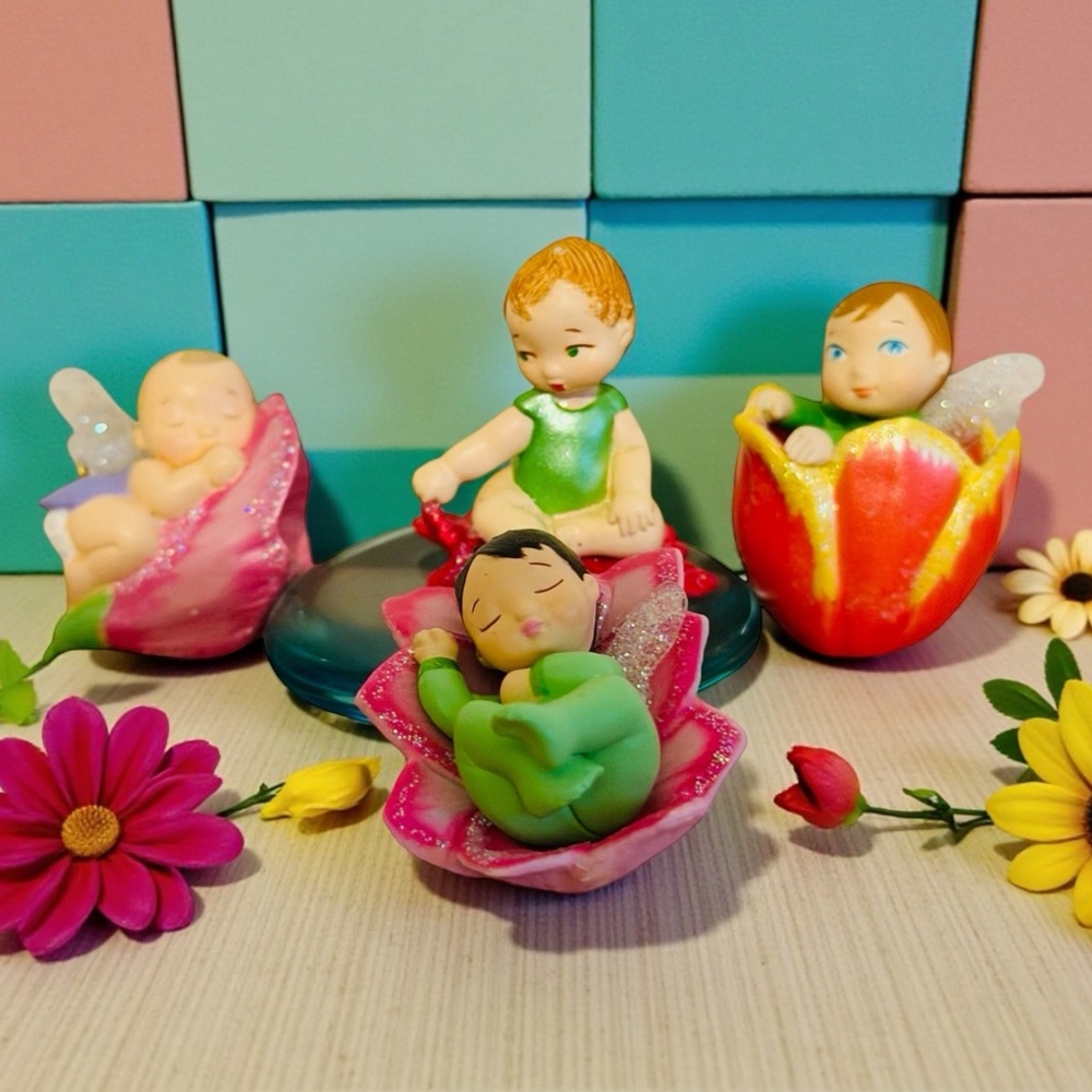 Hallmark Keepsake Ornament Lotus, Poinsetta, Pansy & Tulip Baby Ornaments FOUR